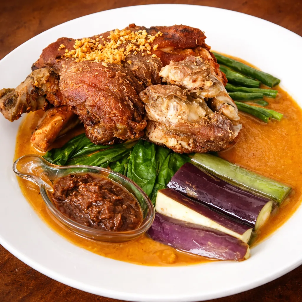 Braised pork with green beans and eggplant in sauce