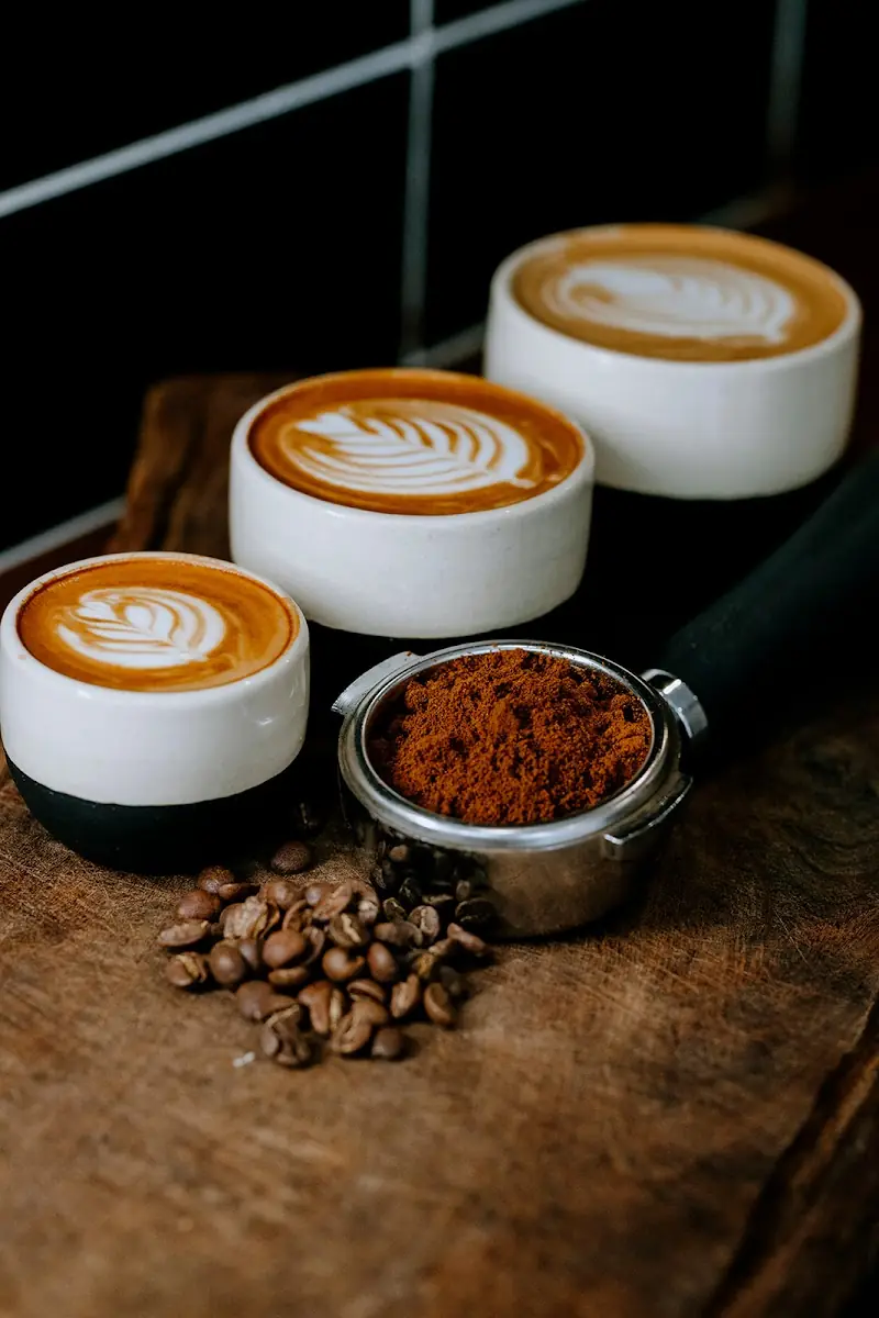 Lattes and freshly ground coffee at Acco Speciality Coffee