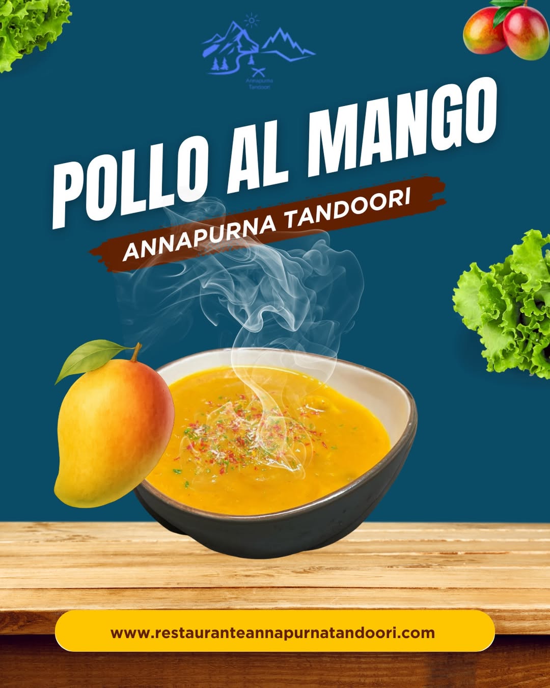Un contraste perfecto entre lo exótico y lo casero: el Pollo al Mango de Annapurna Tandoori llega a tu mesa lleno de col