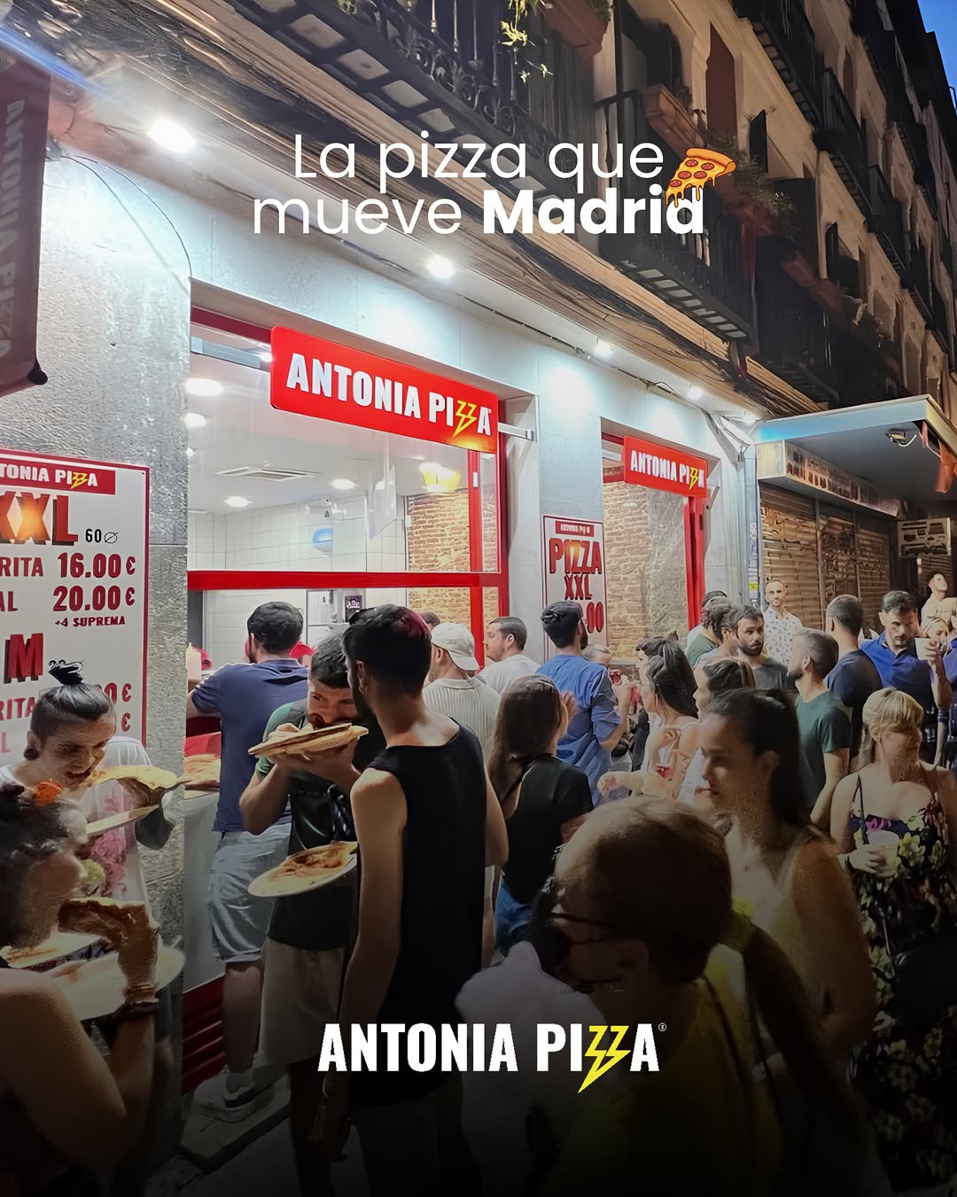 🍕 Mucho slice, poco cuento.

Antonia Pizza ha convertido la pizza urbana en un concepto rápido, viral y pensado para fun