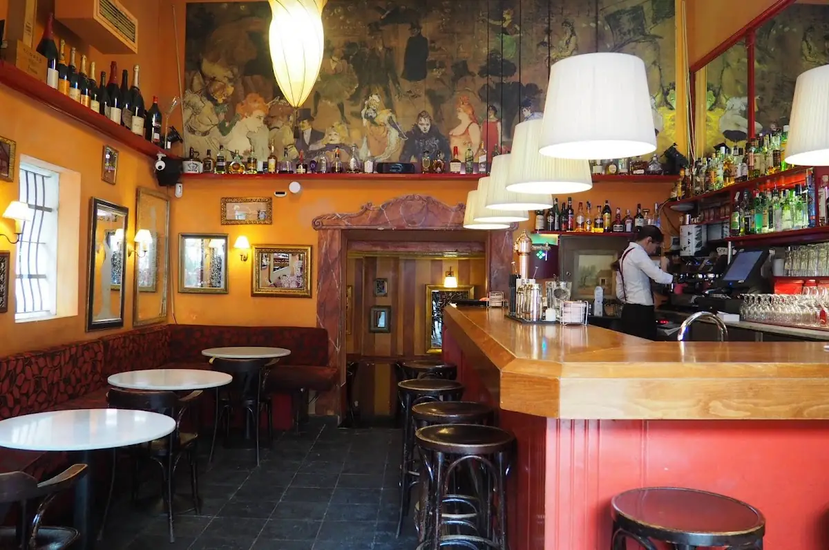 The warm dining room at Bar Nicolás
