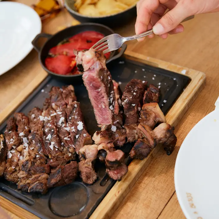 Grilled meat at Beso Beach Mallorca