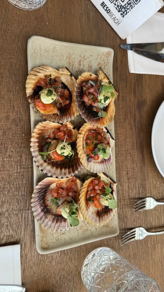 Scallops at Beso Beach Mallorca