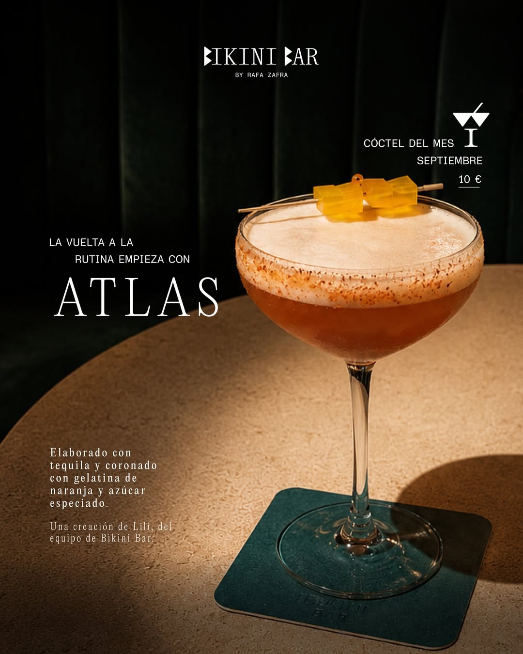 Cada mes, una nueva creación.
En Bikini Bar estrenamos nuestro Cóctel del Mes, una creación exclusiva de nuestro equipo