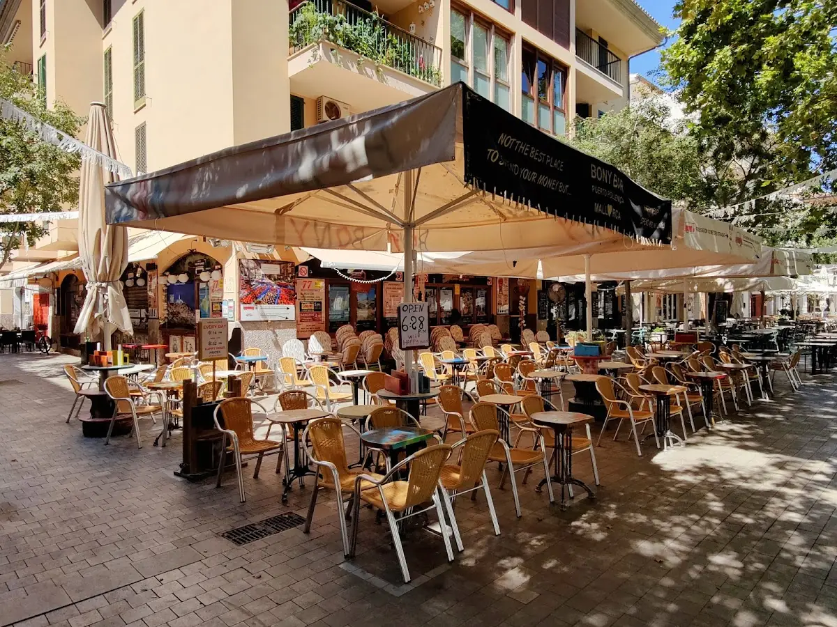 The Bony's Bar terrace on Port de Pollença's square