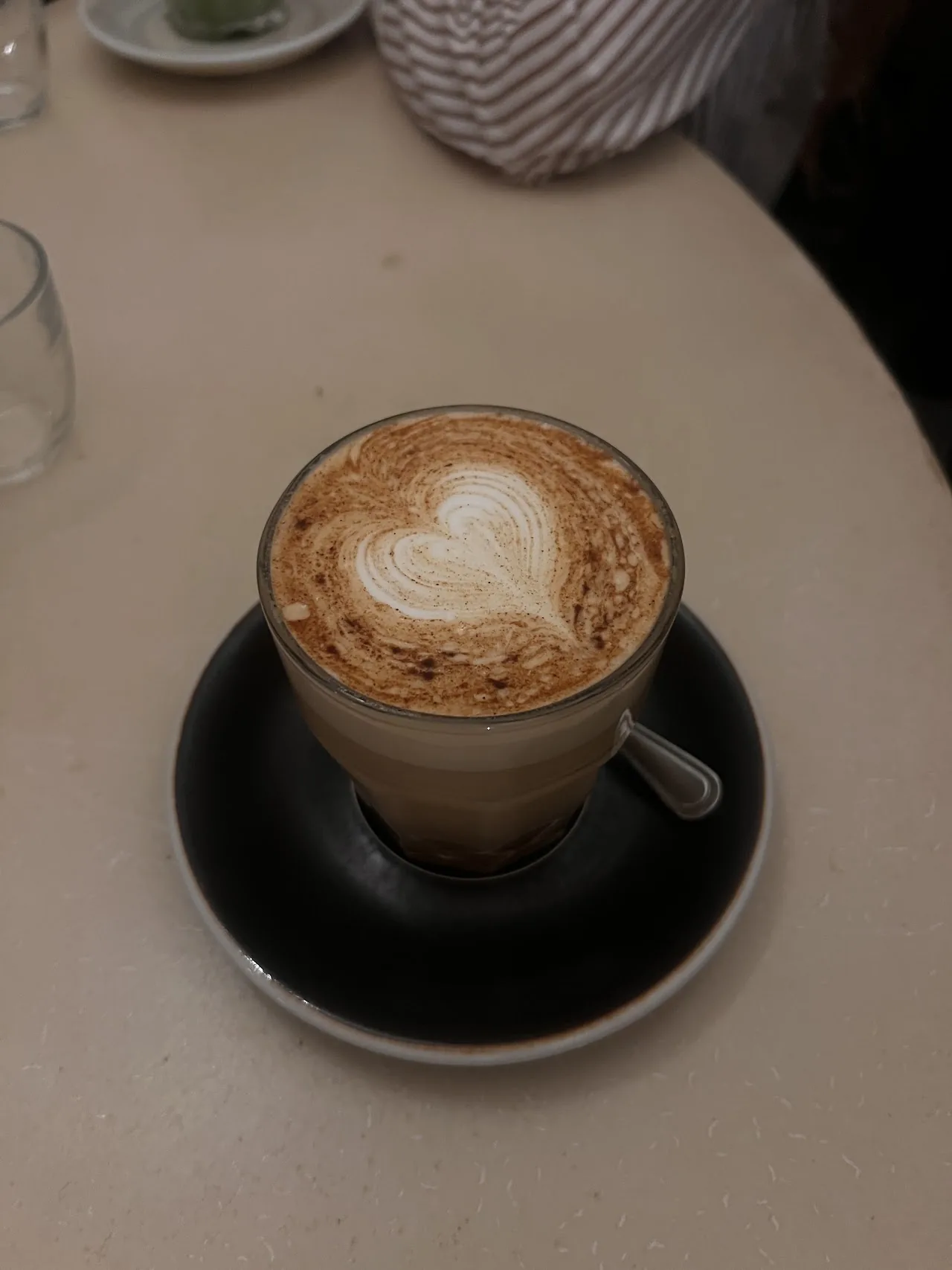 A cappuccino with heart-shaped latte art