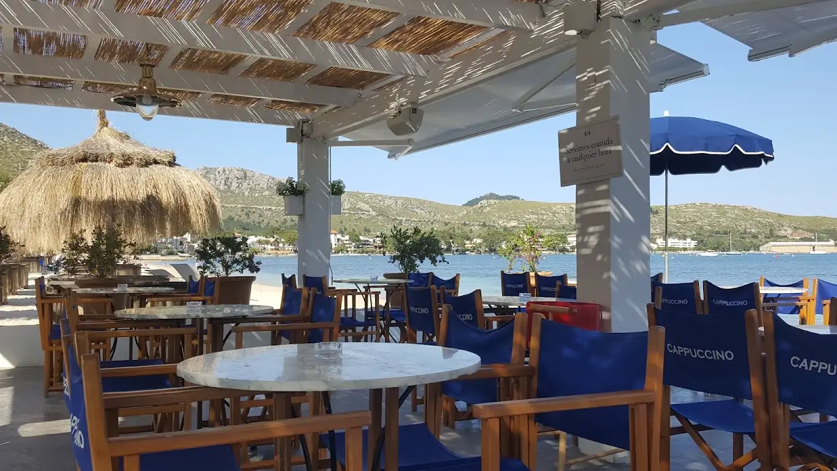 The seafront terrace at Cappuccino Grand Café in Port de Pollença
