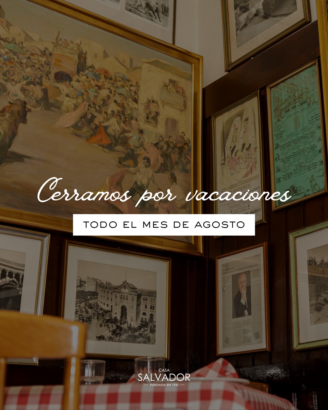 📅 Casa Salvador cierra durante todo el mes de agosto y regresa en septiembre con las mismas ganas de siempre. ✨
¡Feliz
