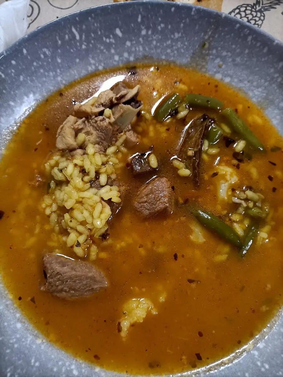 Arroz brut, a brothy Mallorcan rice, at Celler Can Pep