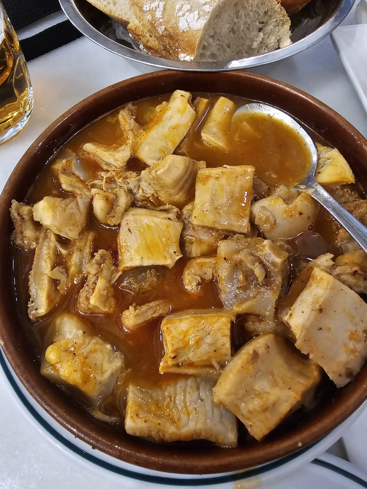 A clay dish of stewed tripe or beef in a paprika sauce