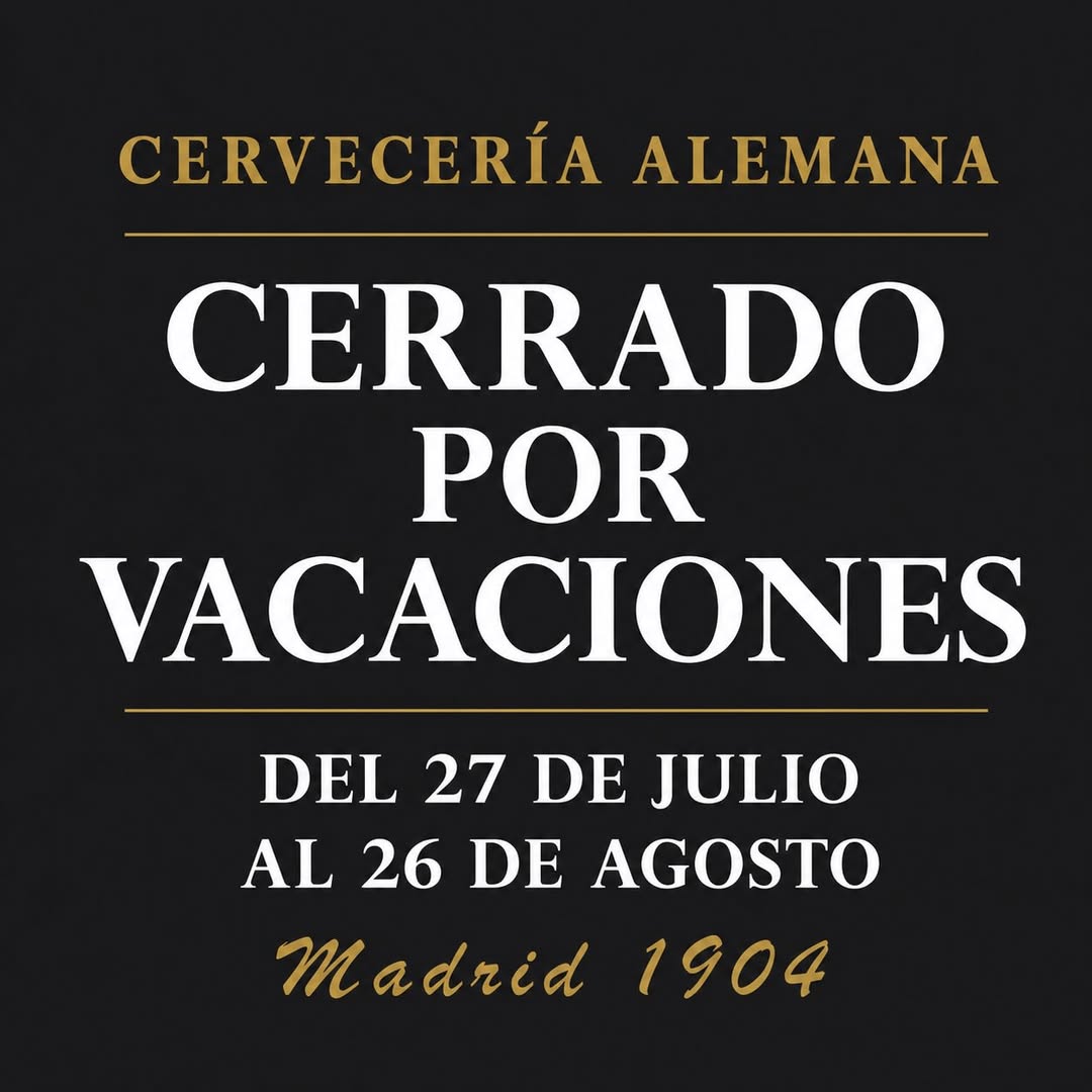 Desde hoy 27 de julio y hasta el próximo 26 de agosto, nuestro personal se tomará un descanso y cerraremos por vacacione