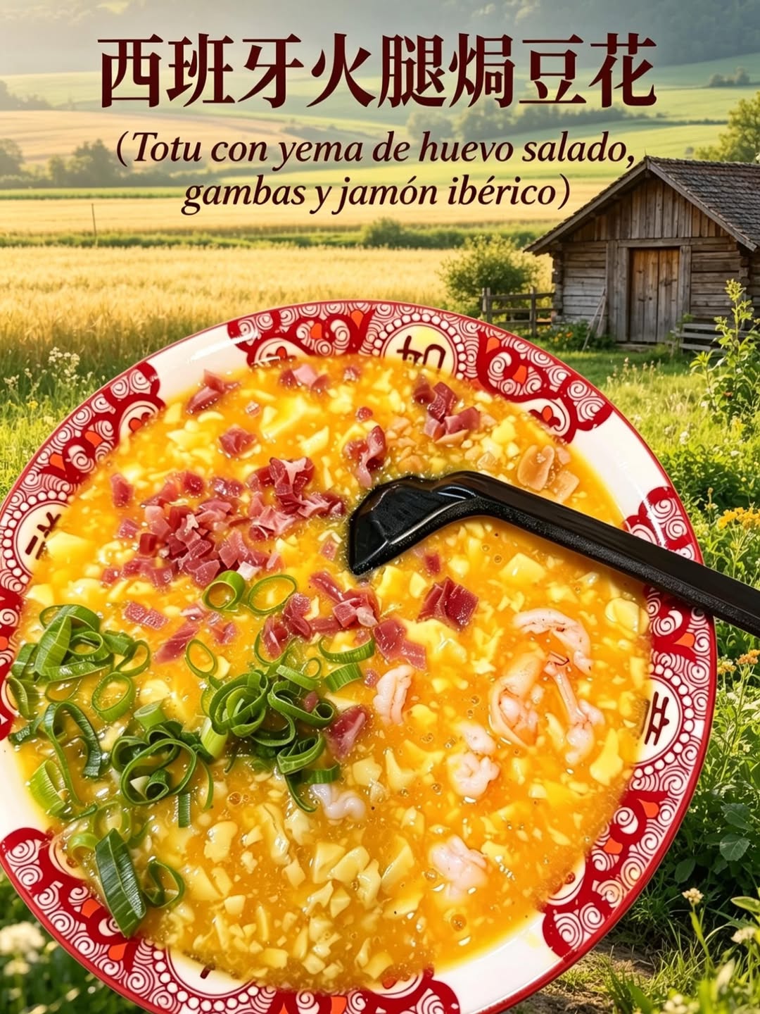 El tofu tierno y suave se baña en una salsa dorada de yema de huevo salada, cremosa y llena de sabor. Se completa con el