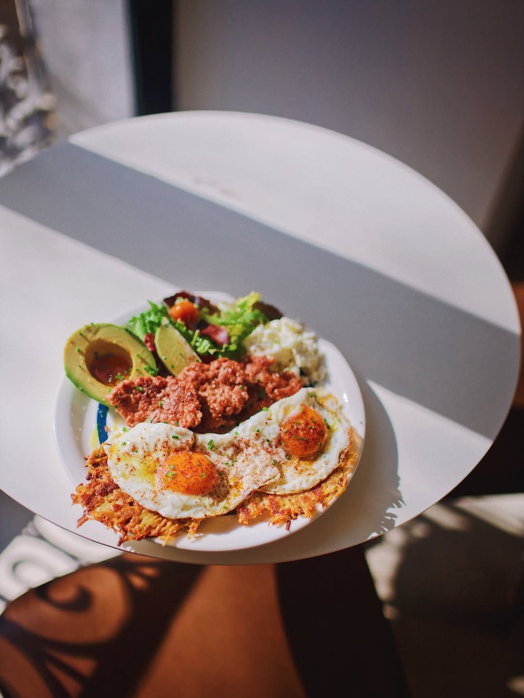 Our breakfast platter hits different.
Now served with hash browns & sausage patties.
Available daily at both locations.