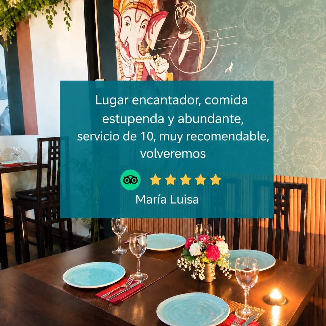 🌟 ¡GRACIAS POR VUESTRAS RESEÑAS! 🌟
En Currymasala nos hace muy felices saber que disfrutáis de cada visita, de nuestra