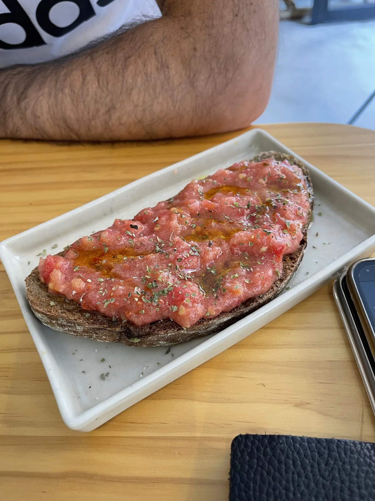 A slice of toast topped with beef tartare
