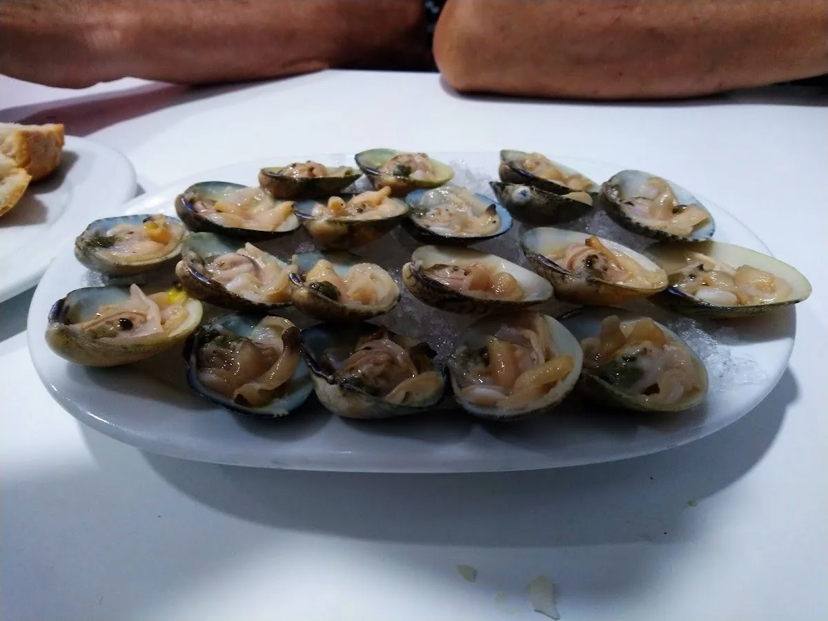 A white plate of small clams in their shells