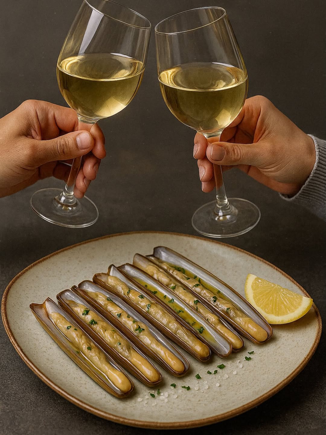 ✨ Un brindis junto al mar… y unas navajas irresistibles.
Jugosas, frescas y llenas de sabor, preparadas con mimo y acomp