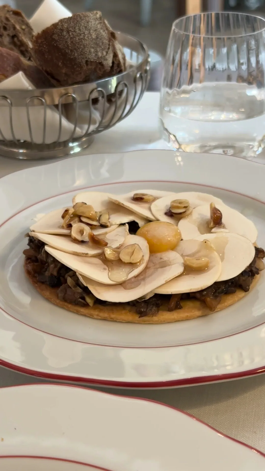Seared scallops on the shell with mushrooms and a cream sauce