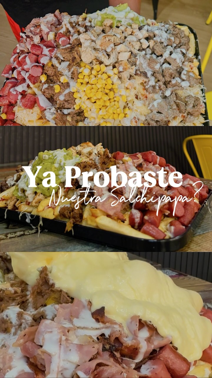 Nuestra Salchipapa LA CAPRICHOSA te dejará sin palabras!! 🤐La combinación perfecta de papas fritas, salchichas, ternera,