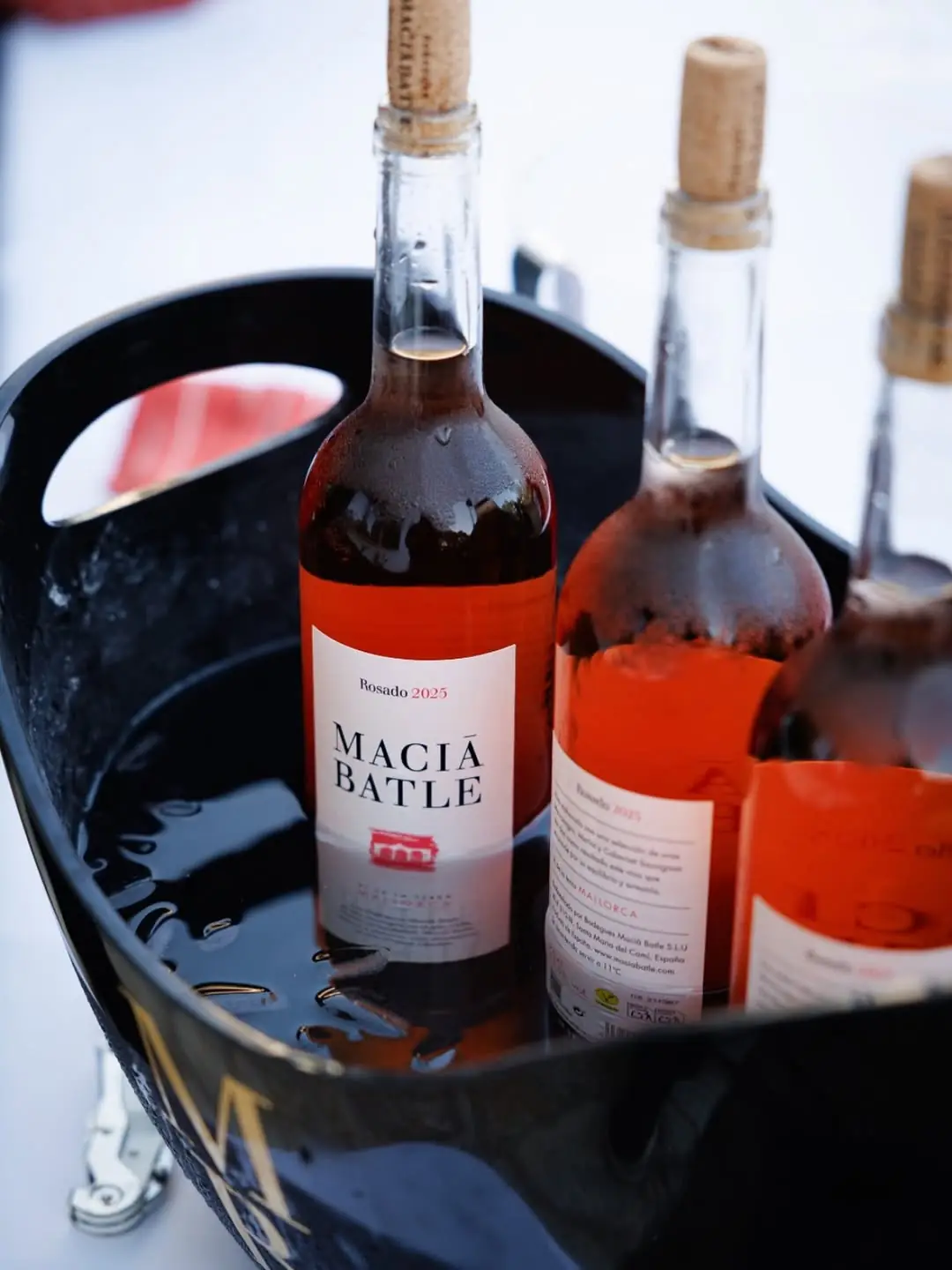 Bottles of Macià Batle wine on ice