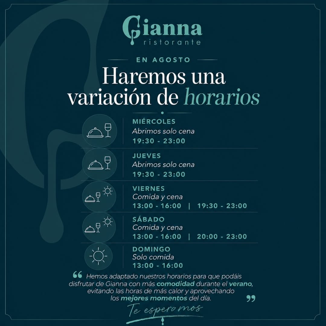 En agosto cambiamos un poco el ritmo, pero no la esencia.
Hemos adaptado nuestros horarios para disfrutar de Gianna en
