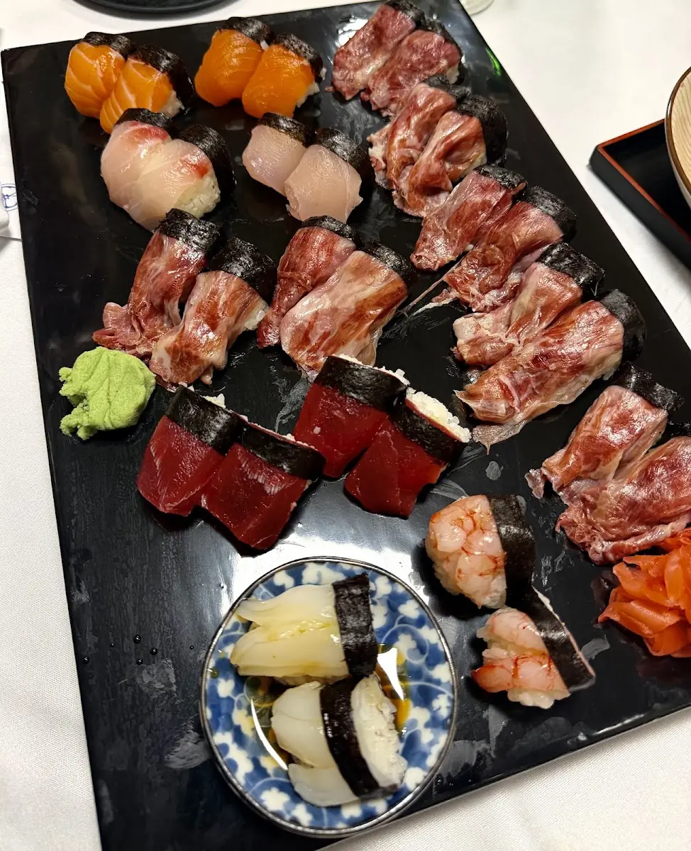 A platter of assorted nigiri and sushi at Hanaita