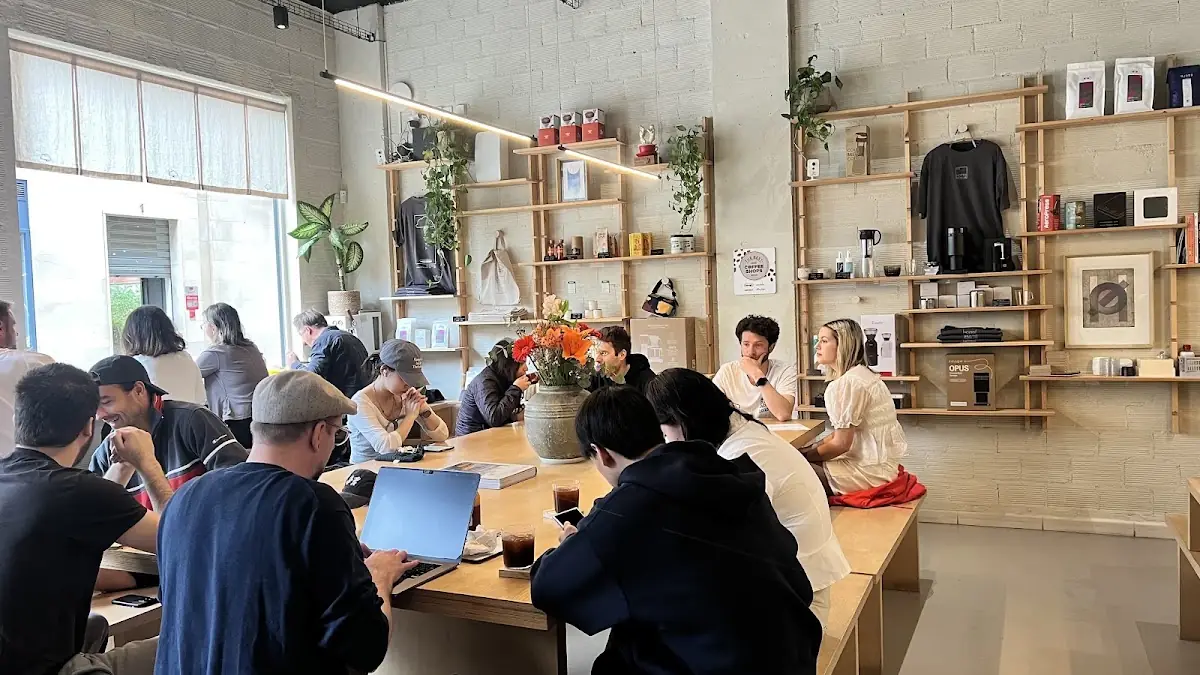 The communal table inside HOTTO Coffee Lab