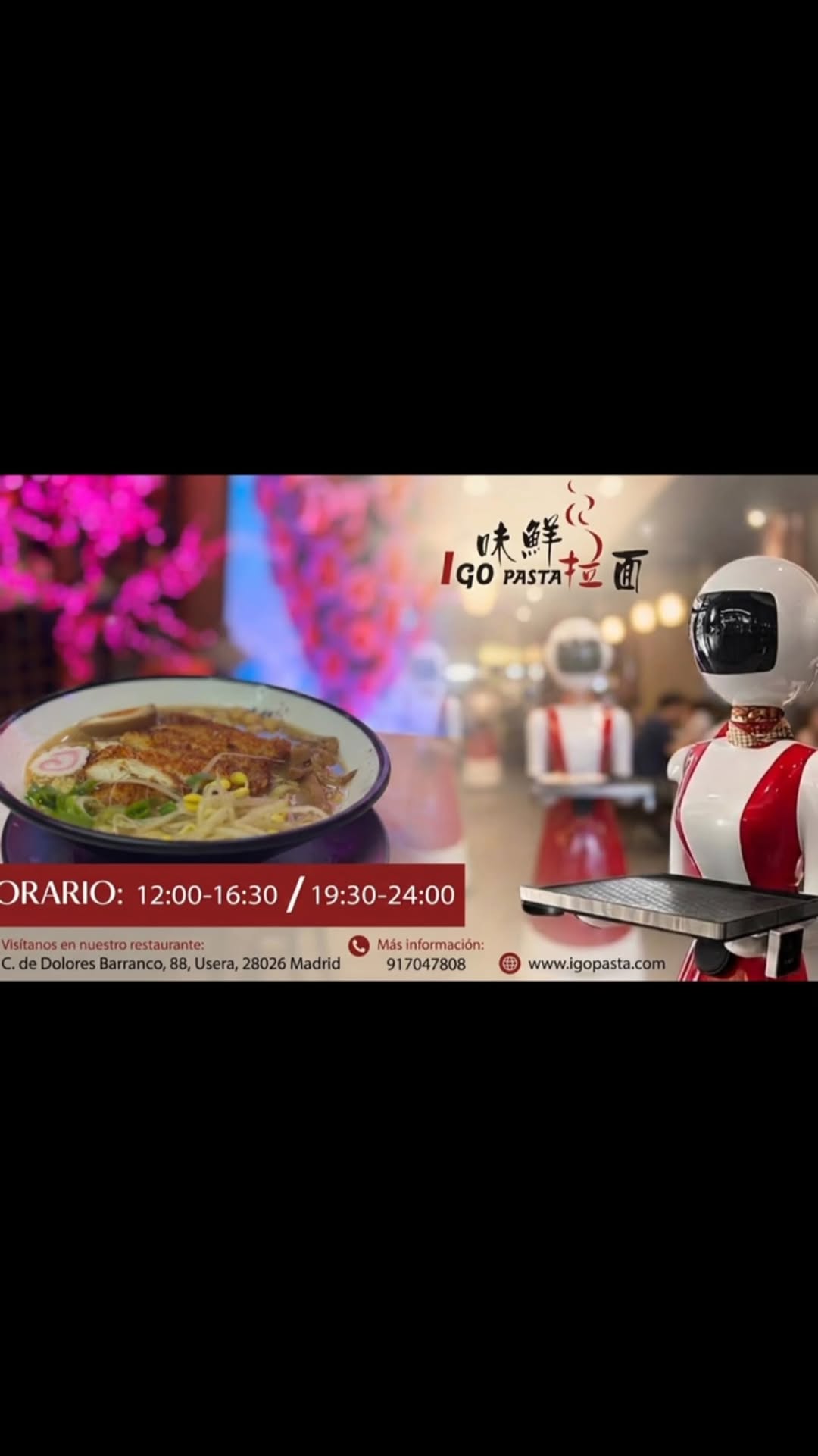 🍜 简洁有趣

Restaurante igopasta:Tu ramen. 🍜Tu mesa. Nuestro robot.🤖
Déjate sorprender y disfruta de una nueva forma de sabo