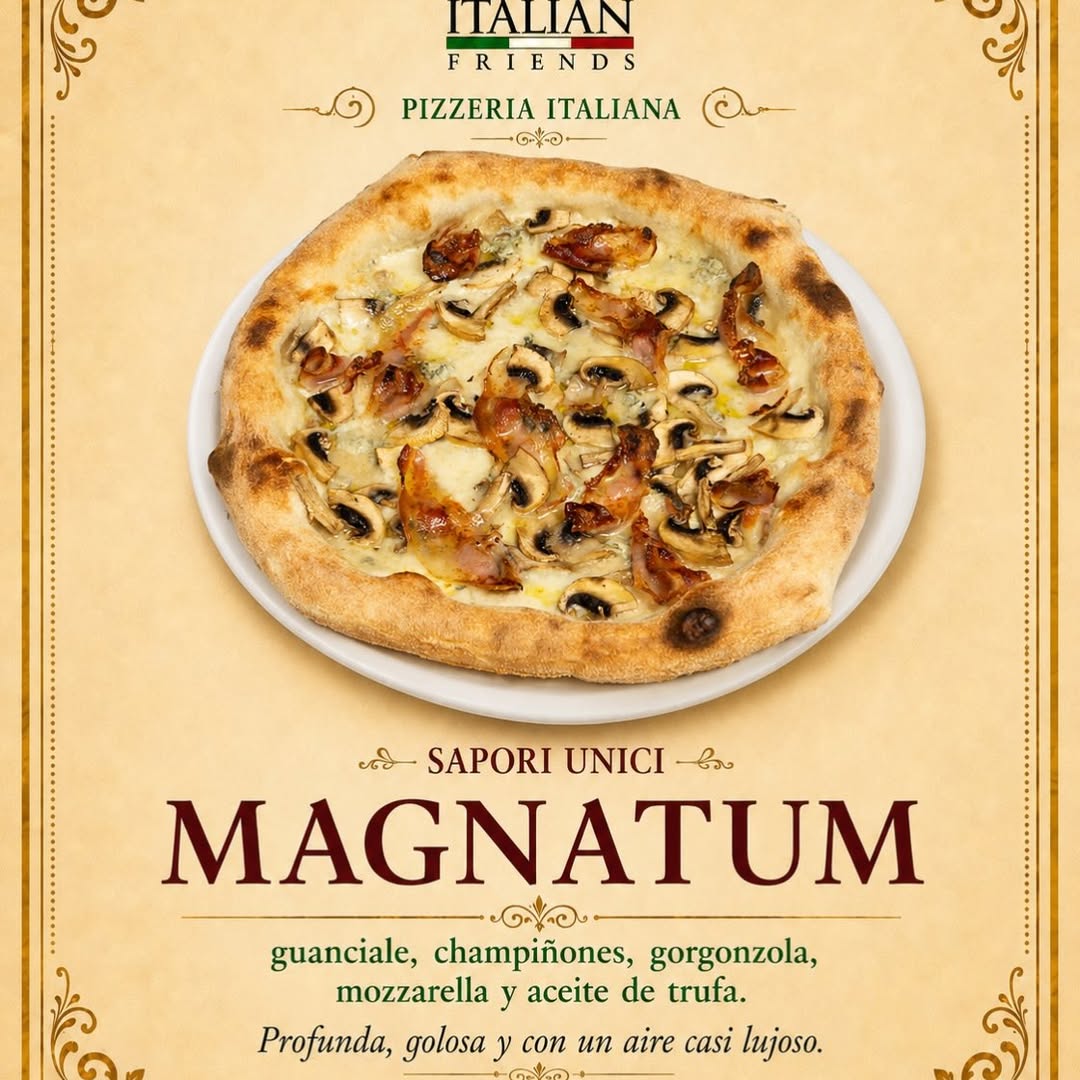 Hay pizzas que primero ves.
La MAGNATUM la hueles antes de que llegue a la mesa. 🍕✨
Guanciale, champiñones, gorgonzola