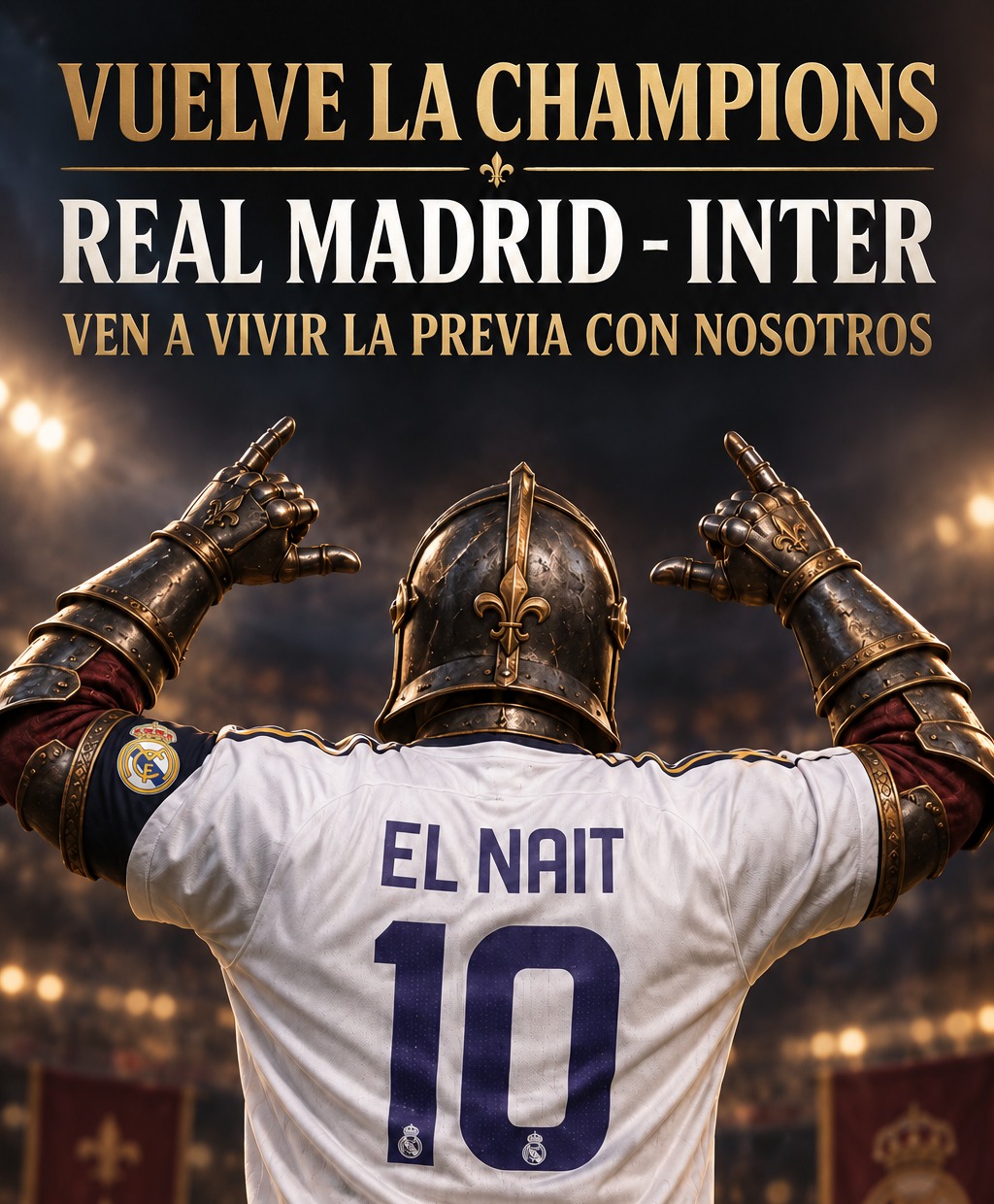 Vuelve la Champions🏆 al Bernabéu y con un visitante de lujo: el Inter de Milán. Huele a partidazo y a noche mítica⚽. Una