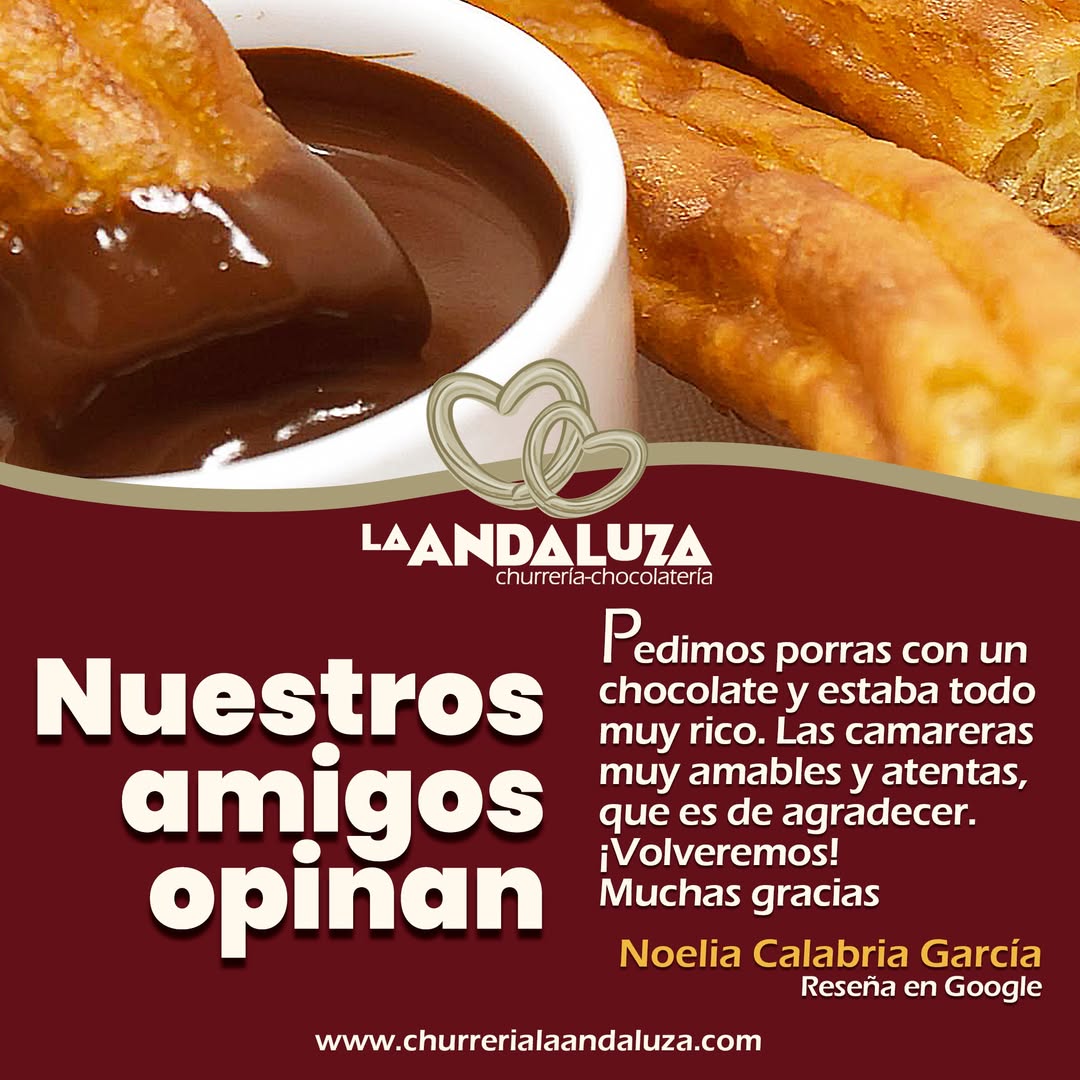 Un clásico que nunca falla: porras con chocolate espeso y el cariño de un servicio atento. Gracias por compartir tu expe