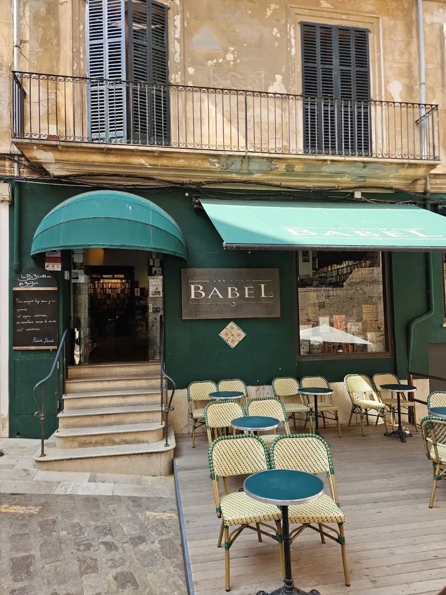 The café terrace outside La Biblioteca de Babel in Palma