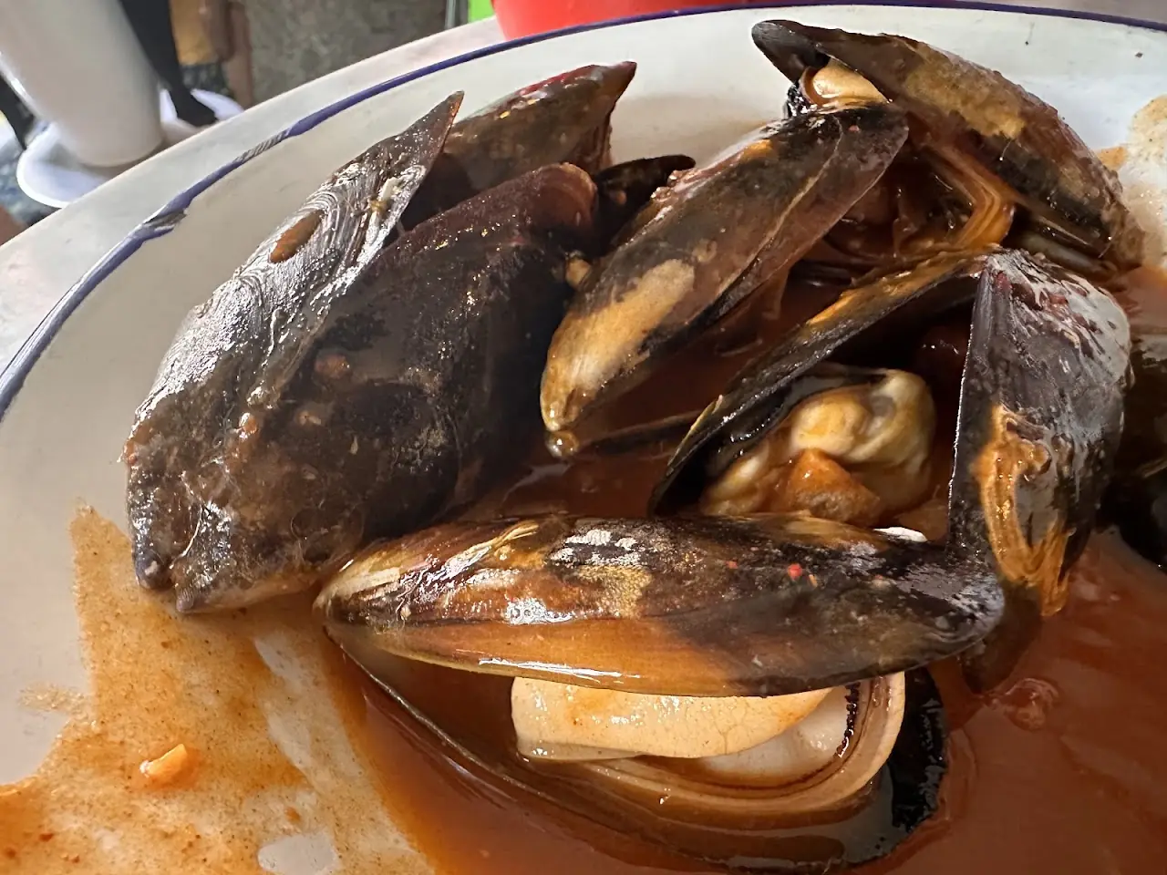 Mussels in a spiced tomato sauce