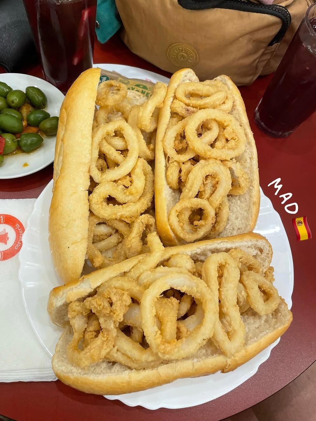 One of the most famous and best rated places to eat the famous madrileño bocadillo de calamares 🦑! @lacampana.oficial is