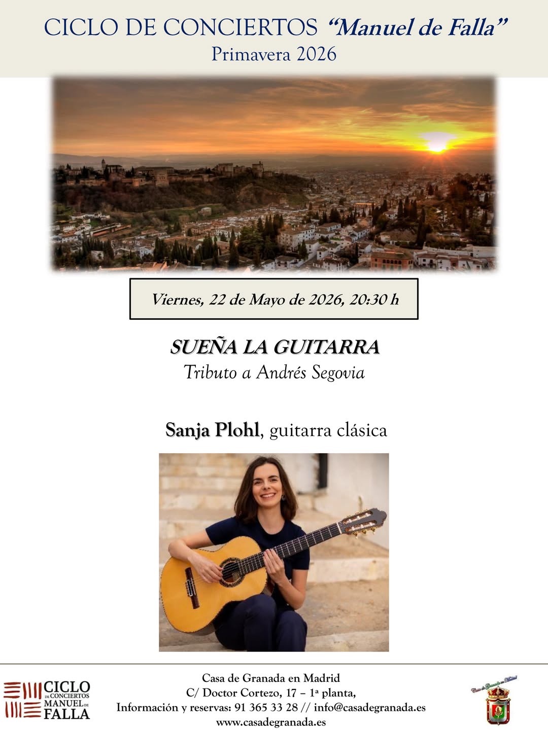 Ciclo de Conciertos «Manuel de Falla» en Casa de Granada en Madrid.
Viernes, 22 de mayo de 2026 (20:30 h)
SUEÑA LA GUI