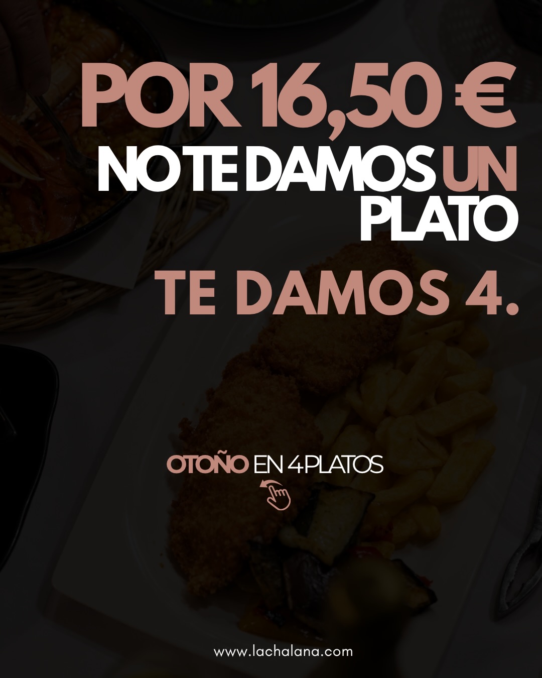 🍂 Nuevo menú de otoño en La Chalana.

De lunes a viernes, de 12:00 a 15:00 h, tienes nuestro menú completo de 4 platos p