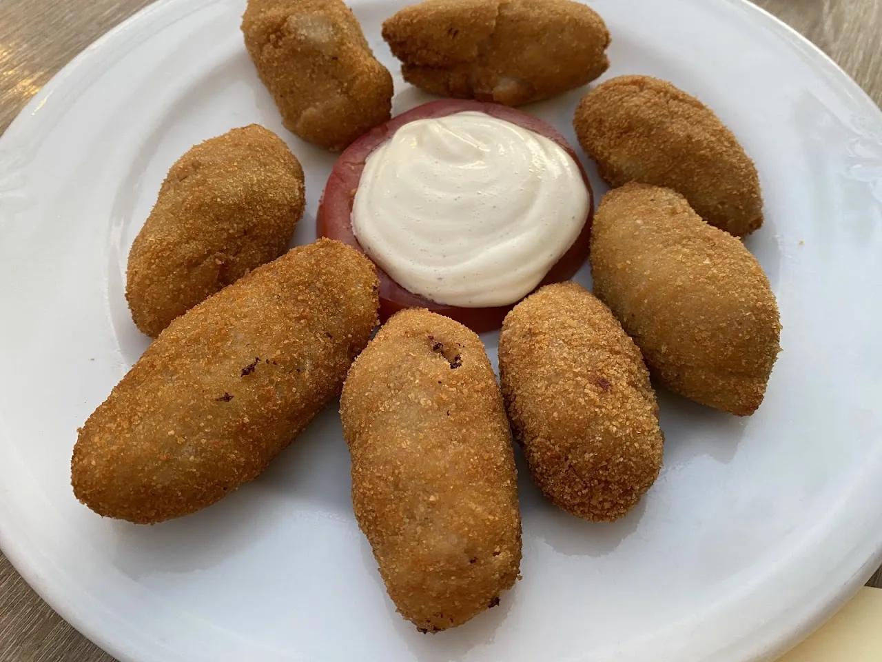 Fried croquettes with a dollop of garlic mayonnaise