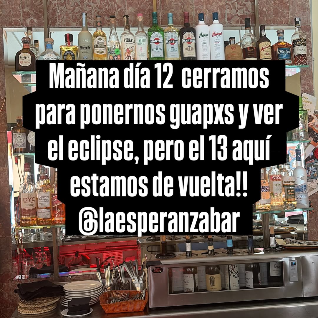 Cerramos un día para arreglarnos!!
El jueves 13 nos vemos desde las13.00!!