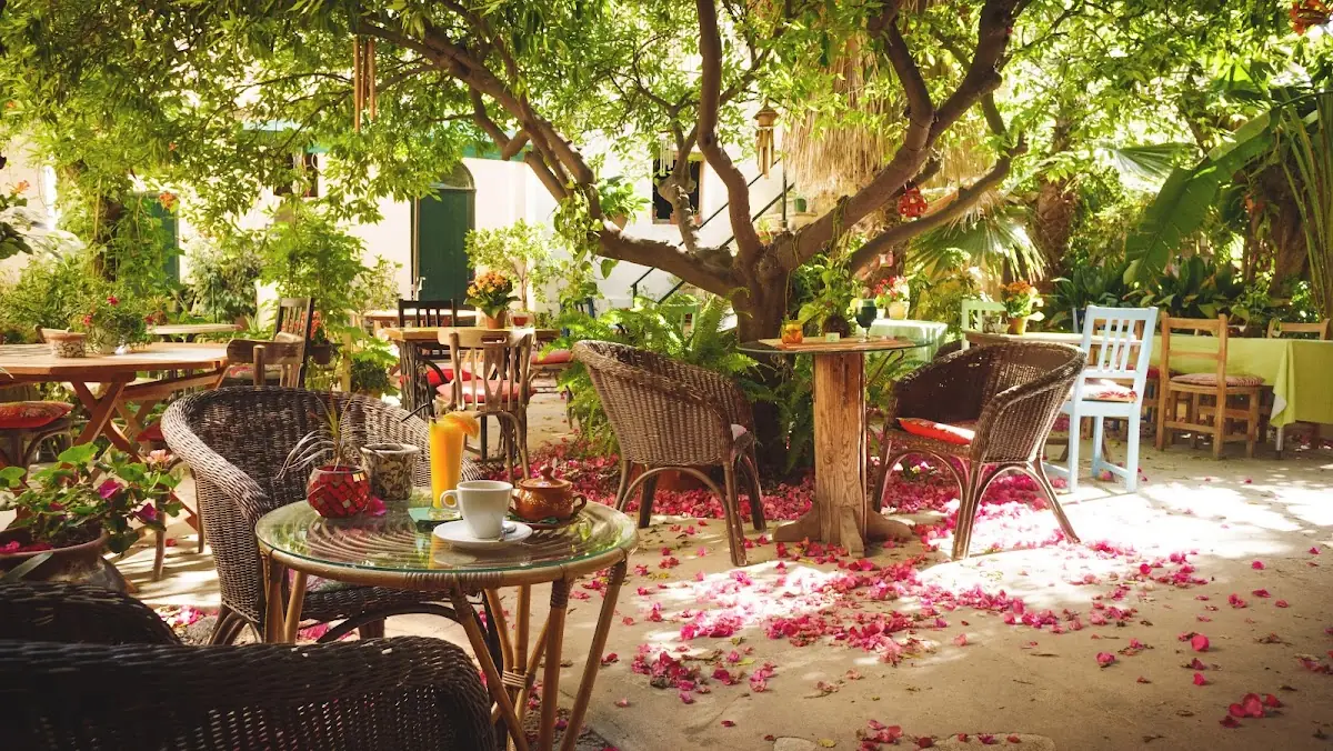 The garden terrace at La Mujer de Verde