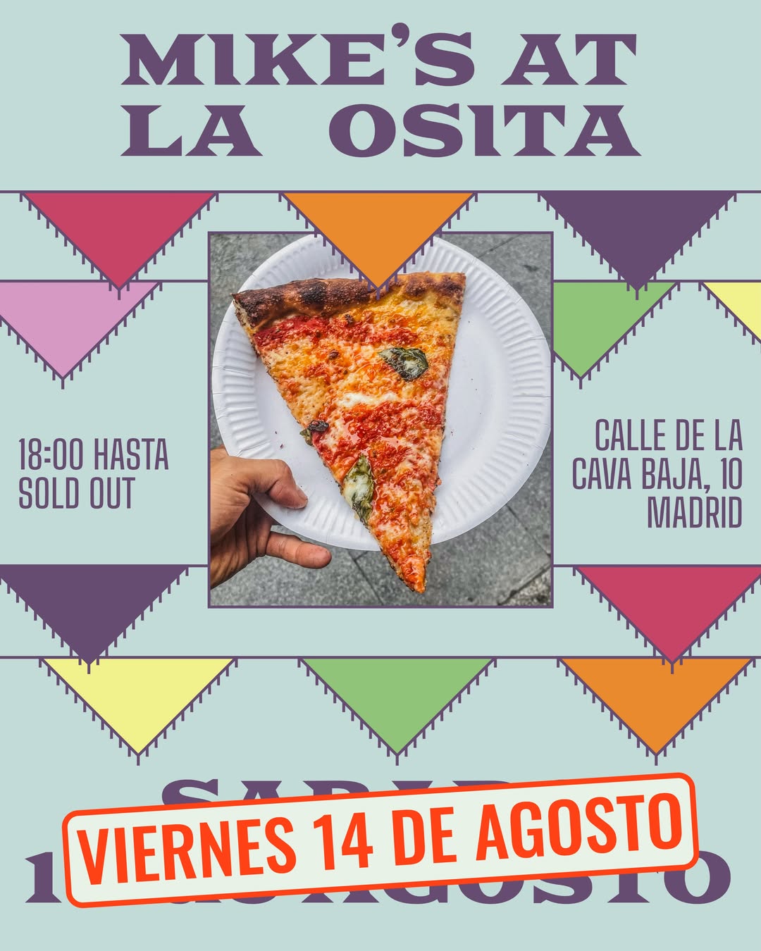 🚨 FECHA CORREGIDA 🚨
Con el despiste post vacacional ayer nos equivocamos defecha!
El VIERNES 14 de Agosto estaremos en