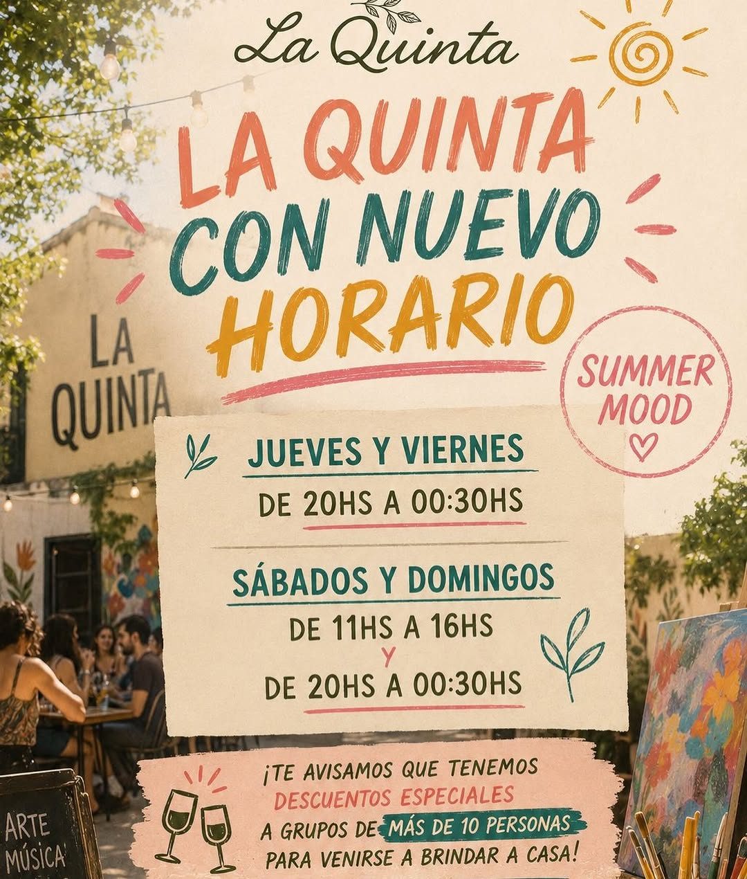 ☀️ ¡Tenemos nuevo horario para disfrutar el verano juntxs! 🍻🌿
Porque las noches largas merecen buena comida, brindis, m