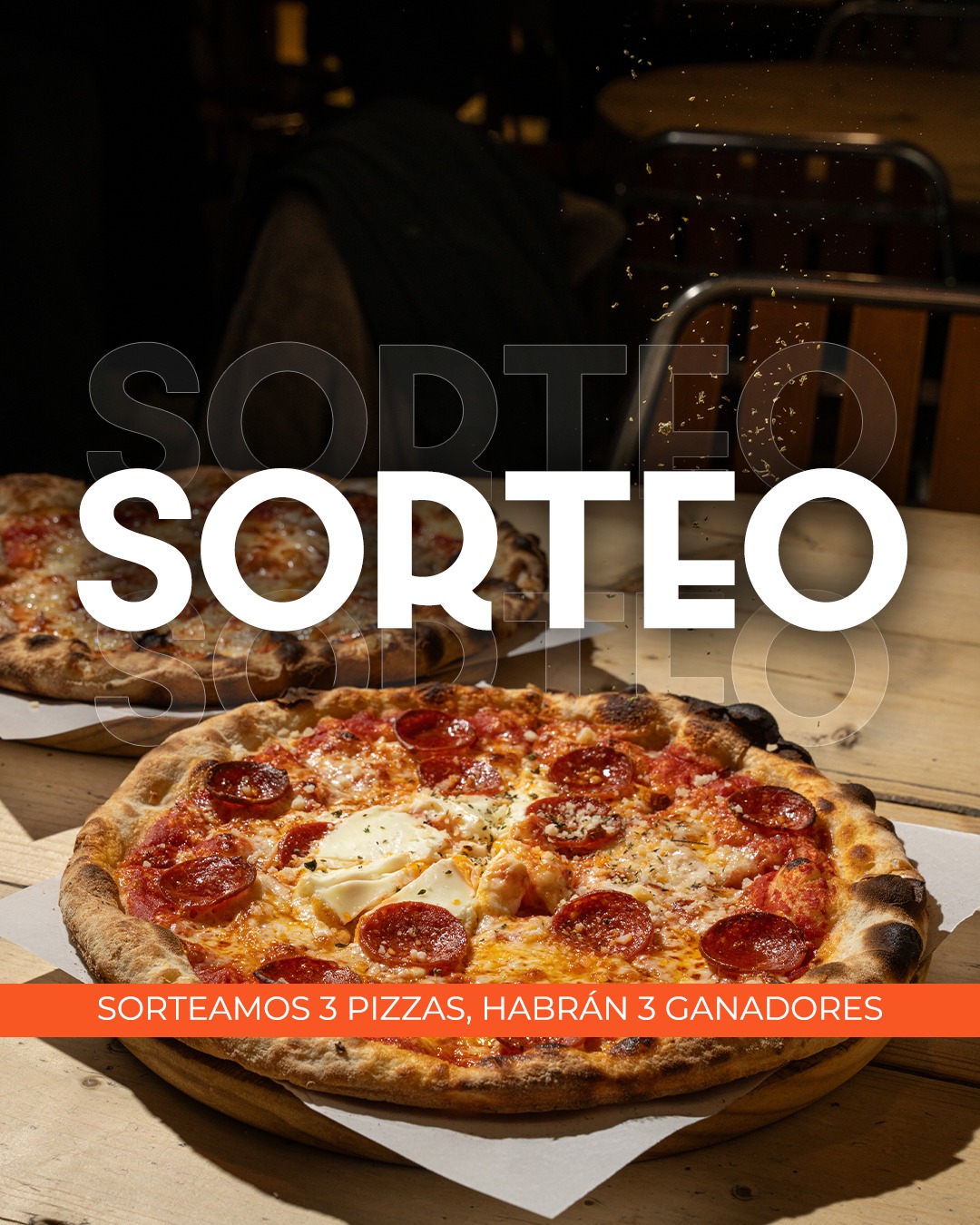 🎁SORTEAMOS 3 PIZZAS ¡Se uno de los 3 ganadores y prueba nuestra pizza GRATIS!
Para participar solo tienes que:
👉 Seguir