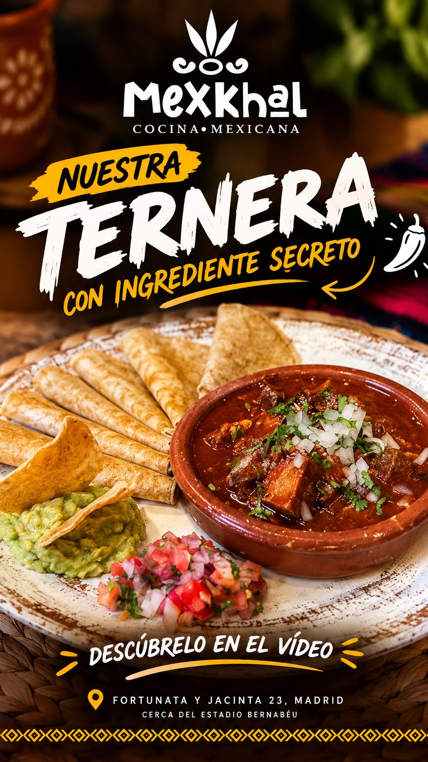 ¿Cuál será el ingrediente secreto de nuestra ternera? 👀🔥
En MEXKHAL no solo cocinamos comida mexicana… guardamos algunos