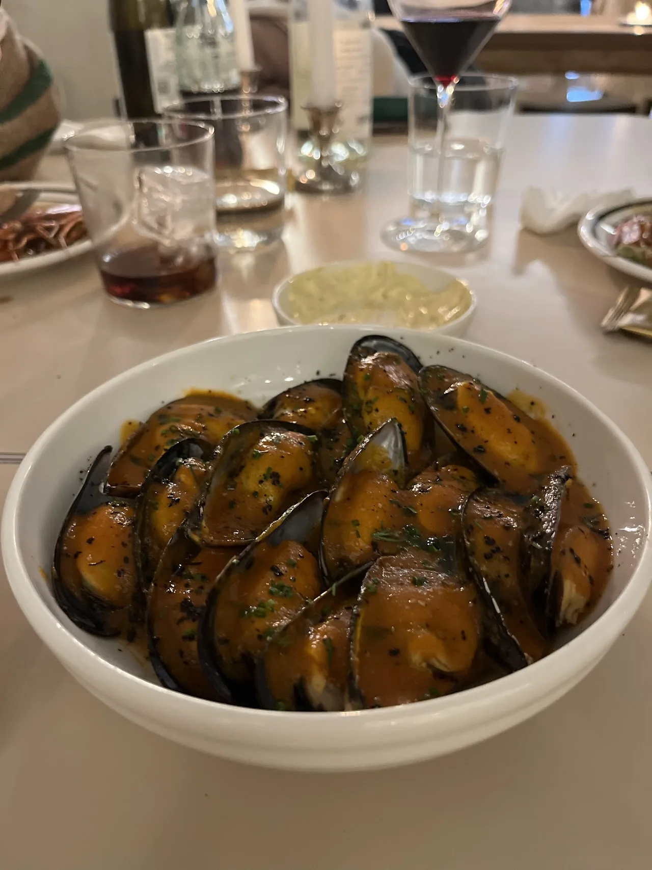 Bowl of mussels in their shells