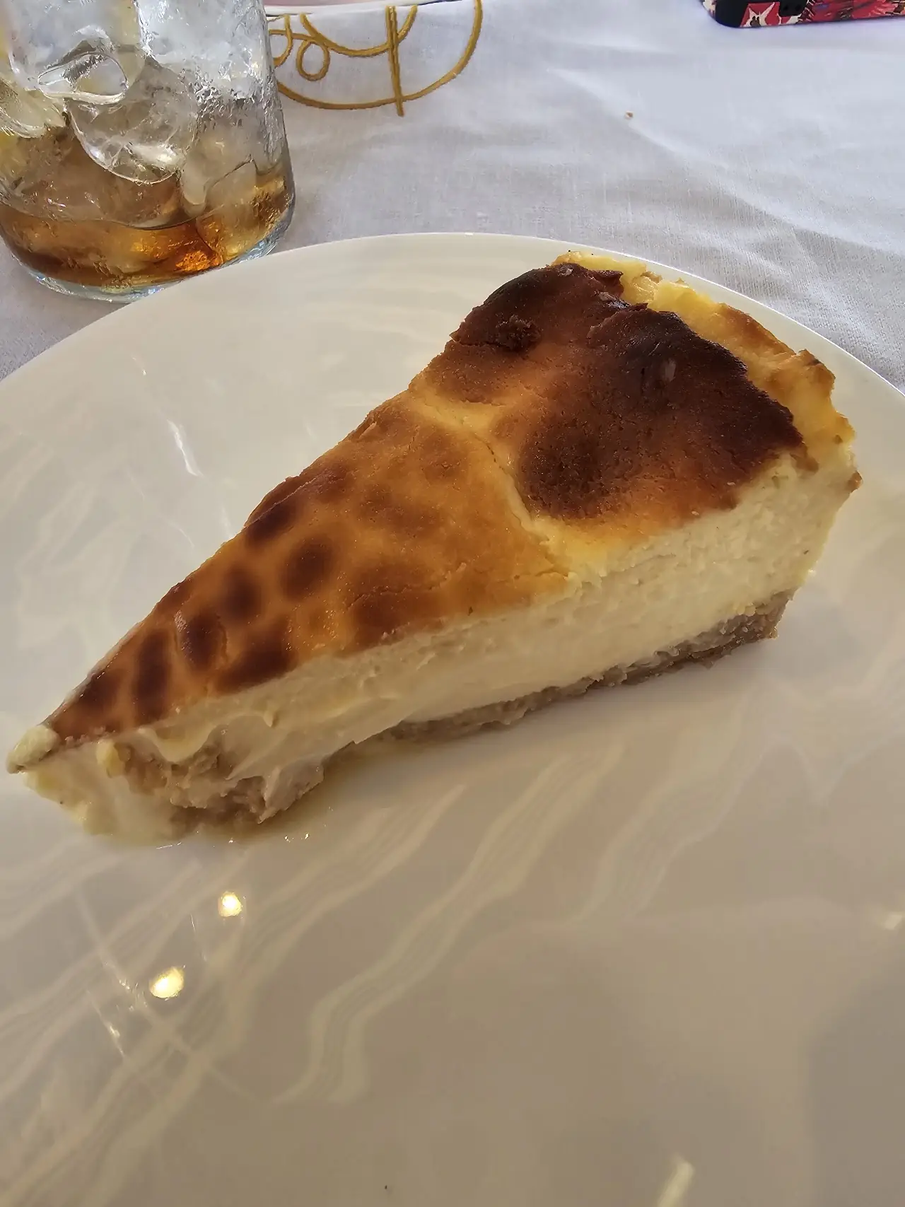 A slice of burnt Basque cheesecake