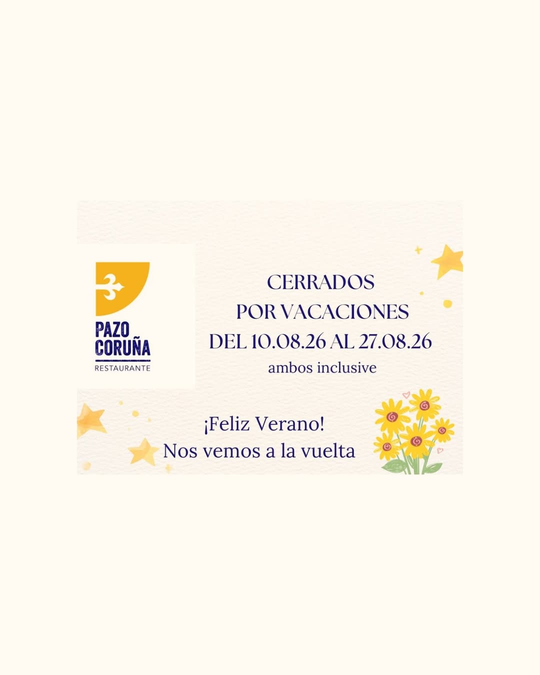 Nos vamos de vacaciones para volver con las pilas cargadas ☀️
📅 Permaneceremos cerrados del 10 al 27 de agosto, ambos d