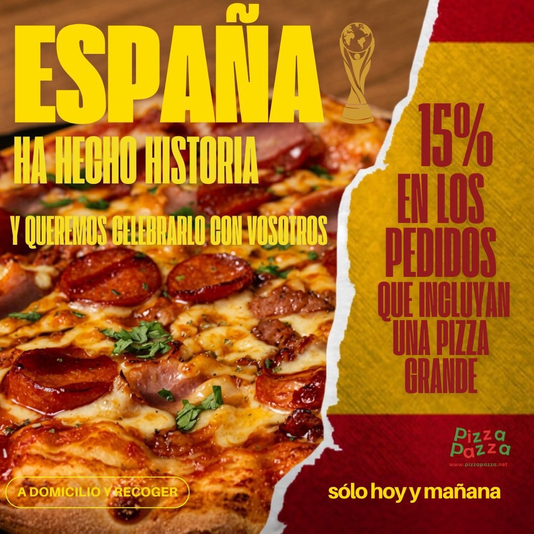 ¡CAMPEONES DEL MUNDO! 🌍🏆
España ha hecho historia.
Y nosotros queremos celebrarlo con vosotros.
Solo hoy y mañana: 15