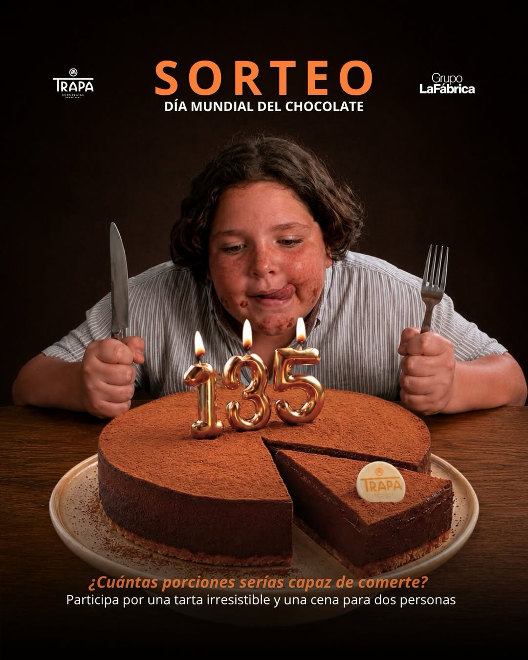 🧡 SORTEO 🧡
En el Día del Chocolate, junto a @grupolafabrica_restaurantes , sorteamos una tarta entera con la que estamo