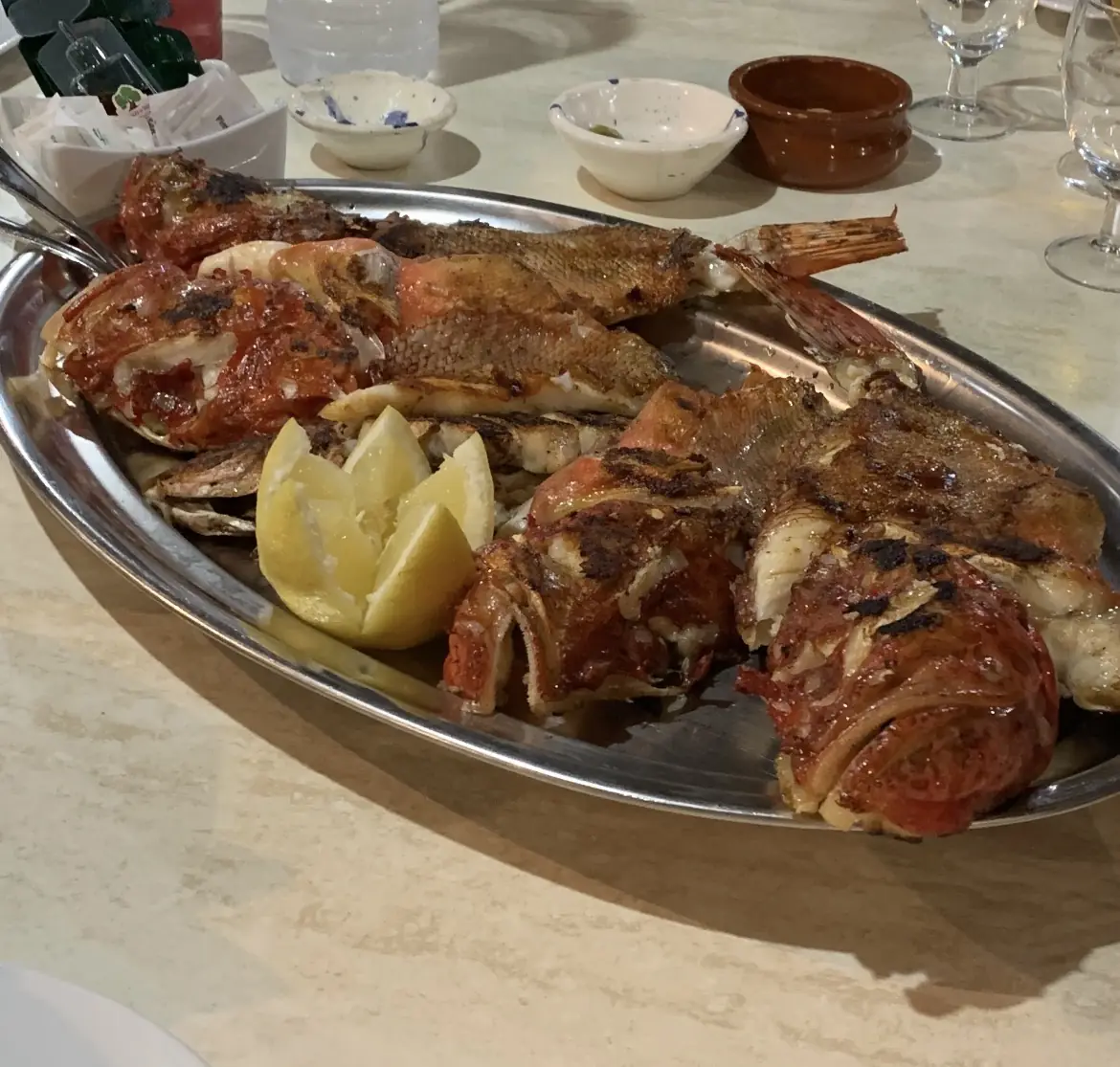 A grilled seafood platter at Ran de Mar