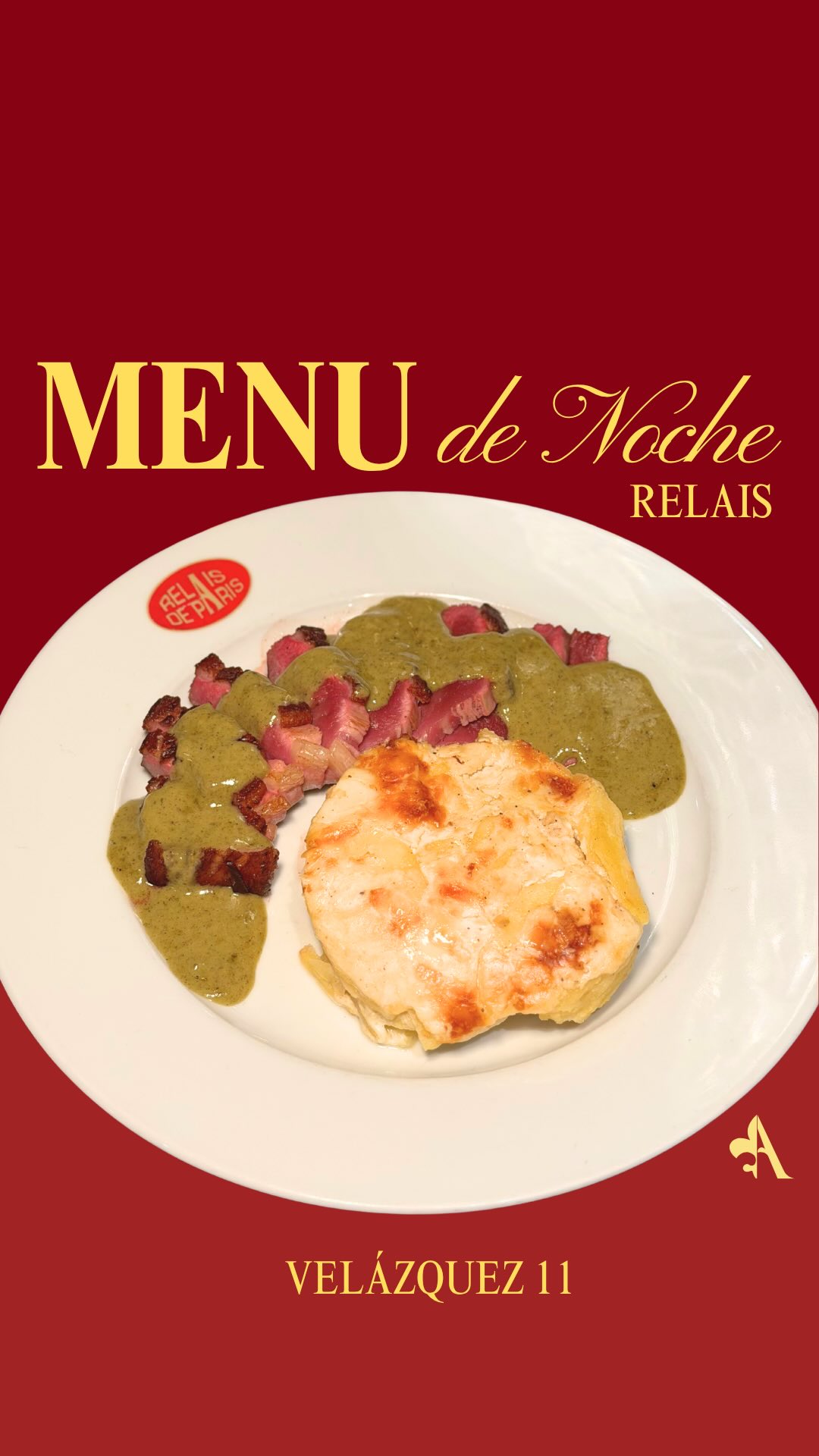 El menú cerrado también se disfruta por la noche, y en Relais de Paris podéis descubrirlo por 29 € por persona. 🍷

Elegi